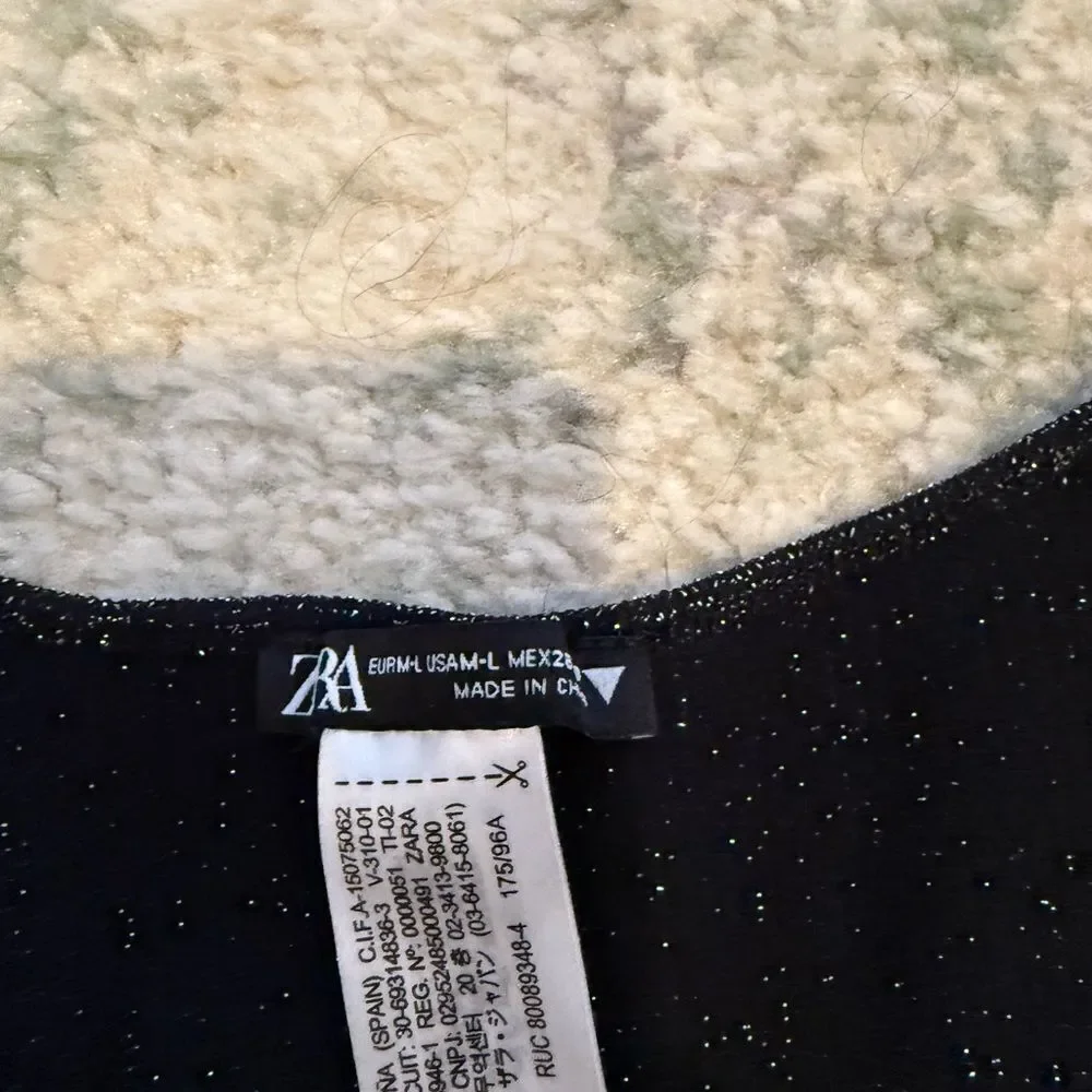 Black Sparkly Long Sleeve Crop Top from Zara